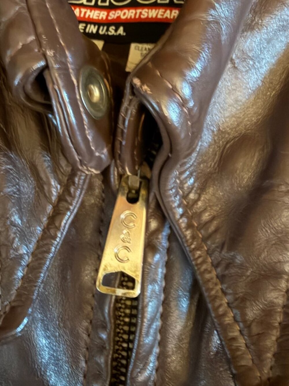 Vintage 70s/80s Brooks Leather Sportswear Cafe Racer Jacket w/ Faux Fur Liner - Picture 11 of 12